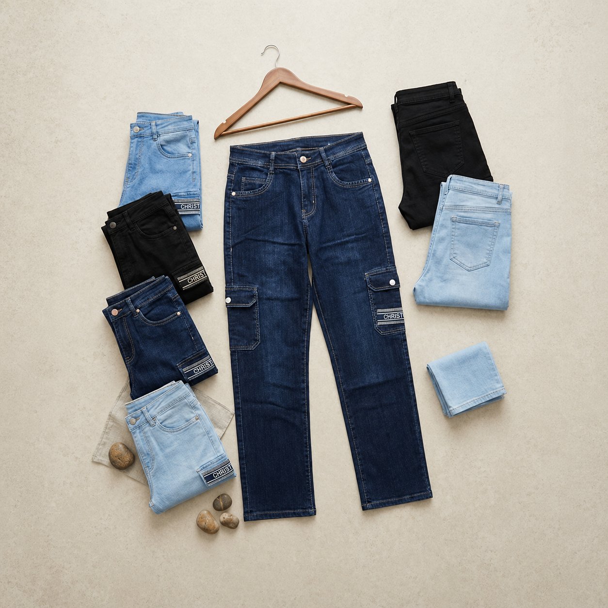 Flat lay jeans